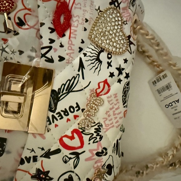 Aldo White and Red Graphic Shoulder Bag - Picture 5 of 9
